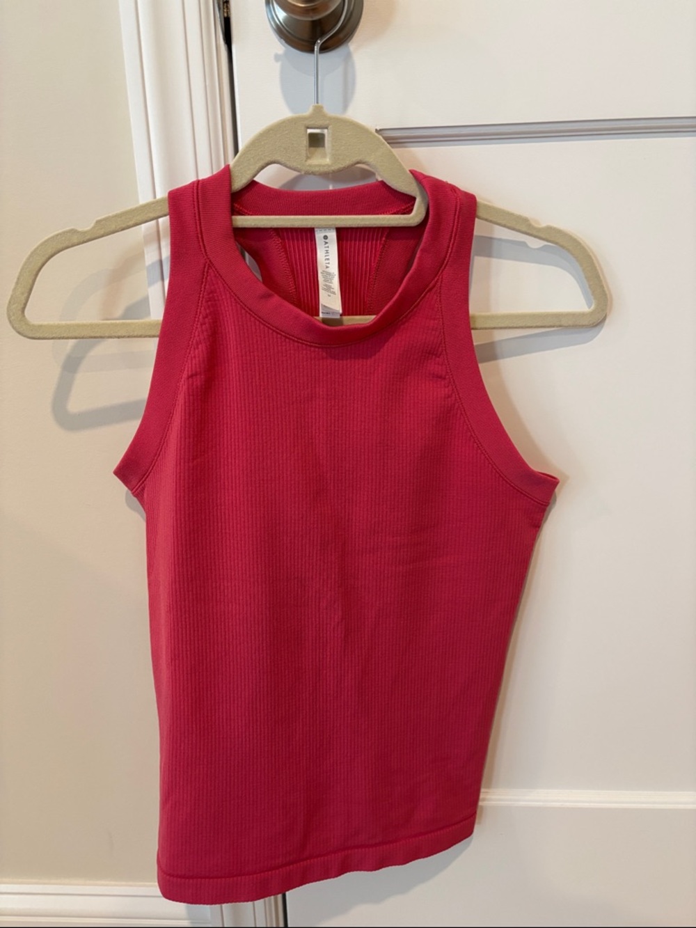 Renew Racerback tank. Athleta Ribbed High-Neck Tank - hot pink.